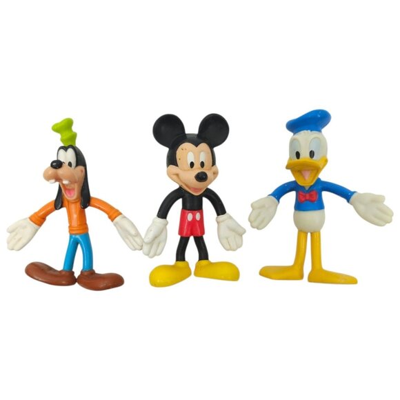 Walt Disney World Kellogg Mickey Mouse Goofy Donald Bendy Vintage 90s Toy Lot - Picture 1 of 8